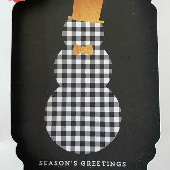 GREEN INSPIRED BLK & WHITE CHECKERED SNOWMAN CHRISTMAS HOLIDAY CARDS NEW - Picture 2 of 3